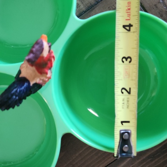 Vintage 3 Section Green Rooster Condiment Melamine Serving Bowl - Picture 6 of 7